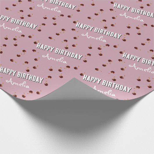 Red Cherry Personalisiertes Party Geschenkpapier (Ecke)