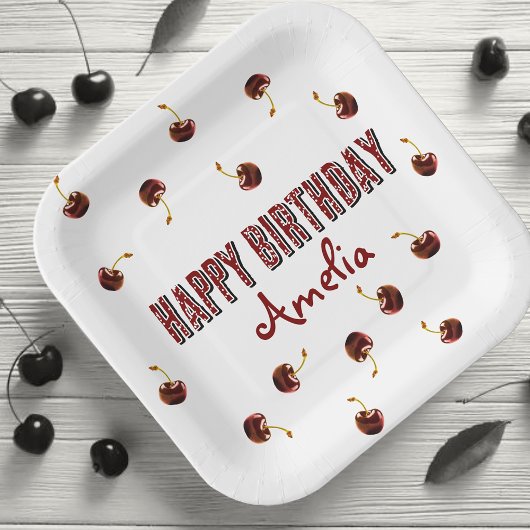 Red Cherry Personalisiertes Party Pappteller