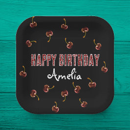 Red Cherry Personalisiertes Party Pappteller