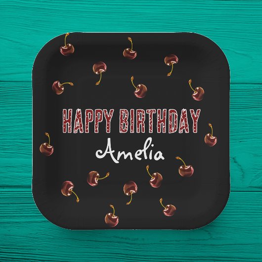 Red Cherry Personalisiertes Party Pappteller