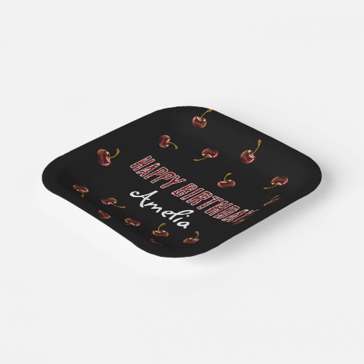 Red Cherry Personalisiertes Party Pappteller (Gewinkelt)