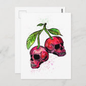 Red Cherry Skulls Postkarte (Vorne/Hinten)