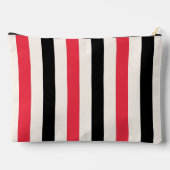 Red Cherry und Black Cabana Stripe Luxe Travel Zubehörtasche (Rückseite)