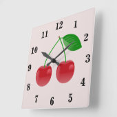 Red Cherry Wall Clock Quadratische Wanduhr (Winkel)