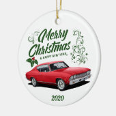 Red Chevelle Muscle Car Christmas für 2020 Keramik Ornament (Links)