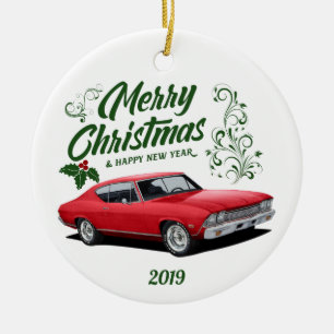 Red Chevelle Muscle Car Weihnachten Keramik Ornament