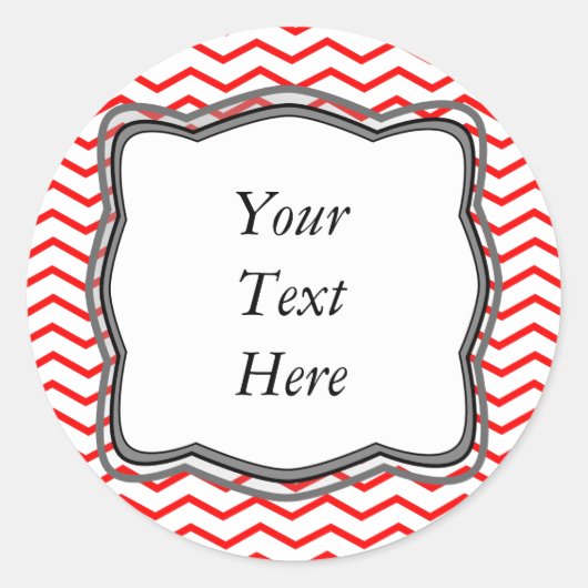 Red Chevrons Label Design Runder Aufkleber (Vorderseite)