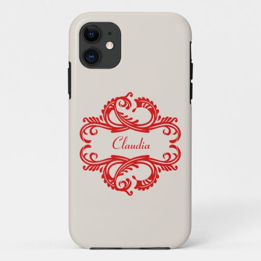 Red Chic Damask BT iPhone 5 Fall Case-Mate iPhone Hülle (Rückseite)