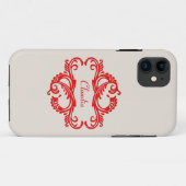 Red Chic Damask BT iPhone 5 Fall Case-Mate iPhone Hülle (Rückseite (Horizontal))