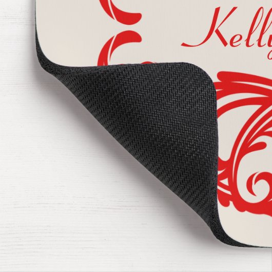 Red Chic Damask Mousepad (Ecke)