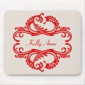 Red Chic Damask Mousepad (Vorne)