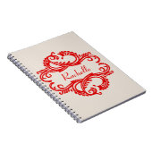 Red Chic Damask Notebook Notizblock (Rechte Seite)