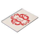 Red Chic Damask Notebook Notizblock (Linke Seite)