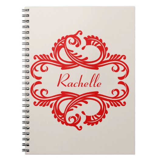 Red Chic Damask Notebook Notizblock (Vorderseite)