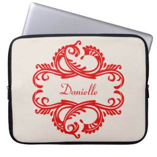 Red Chic Damask Notebook-Sieb Laptopschutzhülle