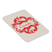 Red Chic Damask Premium Magnet (Rechte Seite)