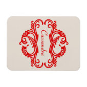 Red Chic Damask Premium Magnet (Horizontal)