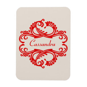 Red Chic Damask Premium Magnet