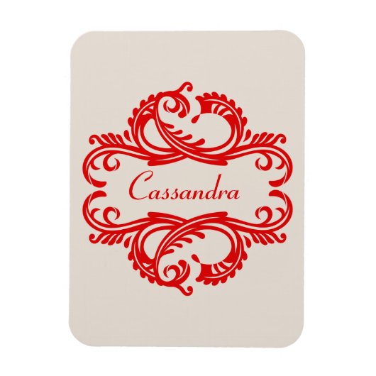 Red Chic Damask Premium Magnet (Vertikal)