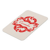 Red Chic Damask Premium Magnet (Linke Seite)