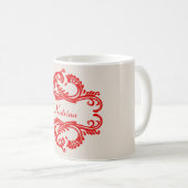 Red Chic Damask Tasse (VorderseiteRechts)