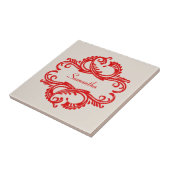Red Chic Damask Tile Fliese (Seite)