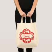 Red Chic Damask Tote Bag Tragetasche (Vorderseite (Produkt))