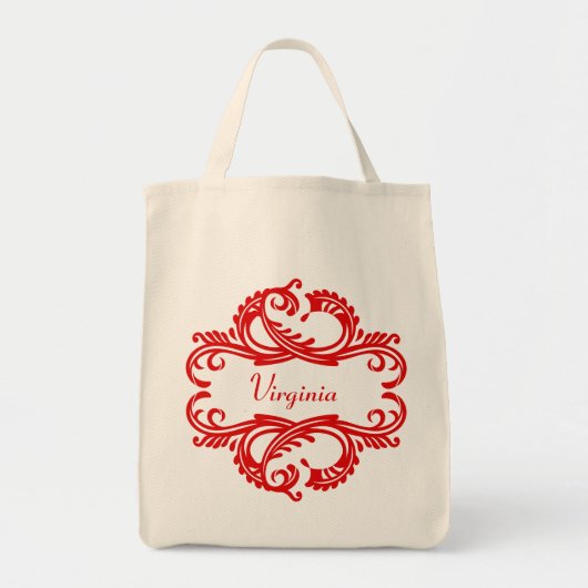 Red Chic Damask Tote Bag Tragetasche (Vorne)