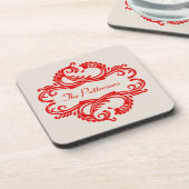 Red Chic Damask Untersetzer Set (Linke Seite)