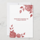 Red Chic Hand Fan romantische Rose Quinceañera Einladung (Rückseite)