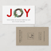 RED CHIC HOLLY BERRY JOY WREATH CHRISTMAS LOGO VISITENKARTE (Vorne/Hinten)