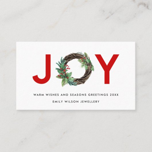 RED CHIC HOLLY BERRY JOY WREATH CHRISTMAS LOGO VISITENKARTE (Vorderseite)