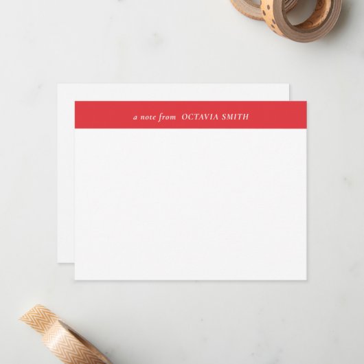 RED CHIC PERSONALISIERT FAMILIENNAME MONOGRAM MITTEILUNGSKARTE (Vorderseite/Rückseite Beispiel)