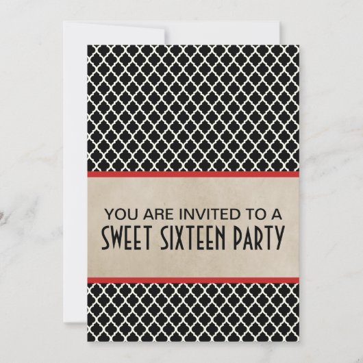 Red Chic Quarto Sweet 16 Einladung (Vorderseite)