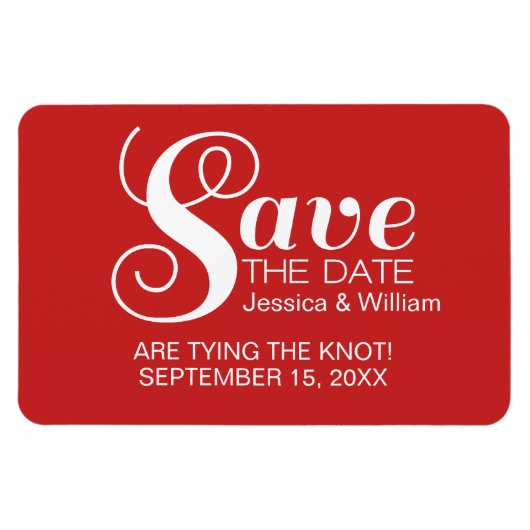 Red Chic Typografy Save the Date Magnet (Horizontal)