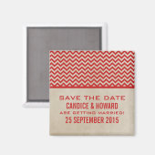 Red Chic Zickzack Save the Date Magnet (Vorderseite/Rückseite)