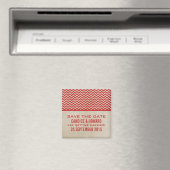 Red Chic Zickzack Save the Date Magnet (In Situ (Geschirrspüler))