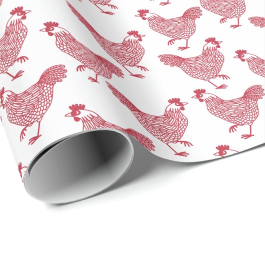 Red Chicken Hen Geschenkpapier (Rolleneckpunkt)