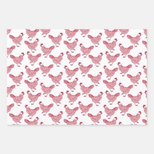 Red Chicken Hen Geschenkpapier Set (Vorderseite)
