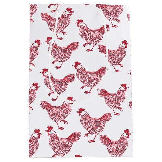 Red Chicken Hen Mittlere Geschenktüte (Vorderseite)