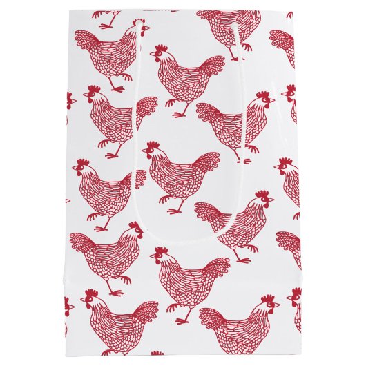 Red Chicken Hen Mittlere Geschenktüte (Rückseite)