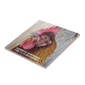 Red Chicken Hen Photo Personalized Fliese (Seite)