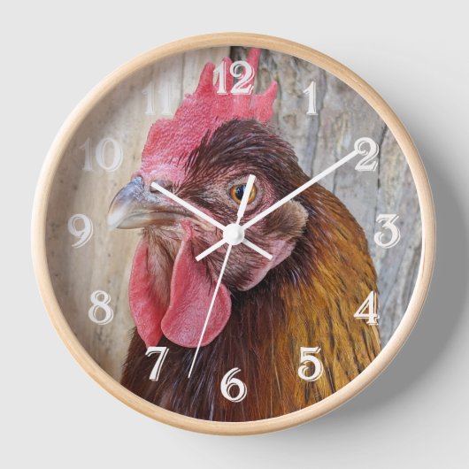 Red Chicken Hen Photo Uhr (Vorderseite)