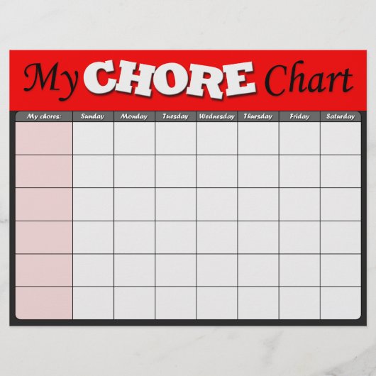 Red Children's Chore Charts Flyer (Vorne)