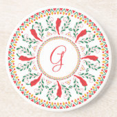 Red Chile Pepper Wreath Getränkeuntersetzer (Vorne)