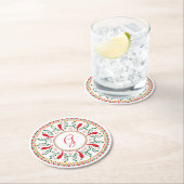 Red Chile Pepper Wreath Runder Pappuntersetzer (Vor Ort)