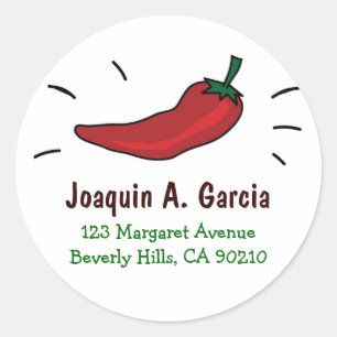 Red Chili Pepper Address Labels Runder Aufkleber