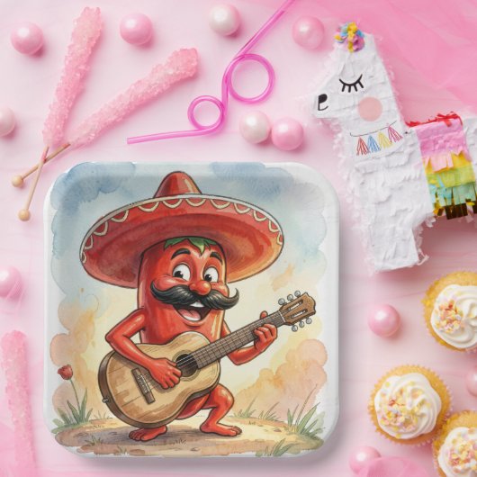 Red Chili Pepper Guitarist Pappteller (Party)