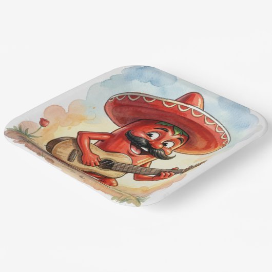 Red Chili Pepper Guitarist Pappteller (Gewinkelt)