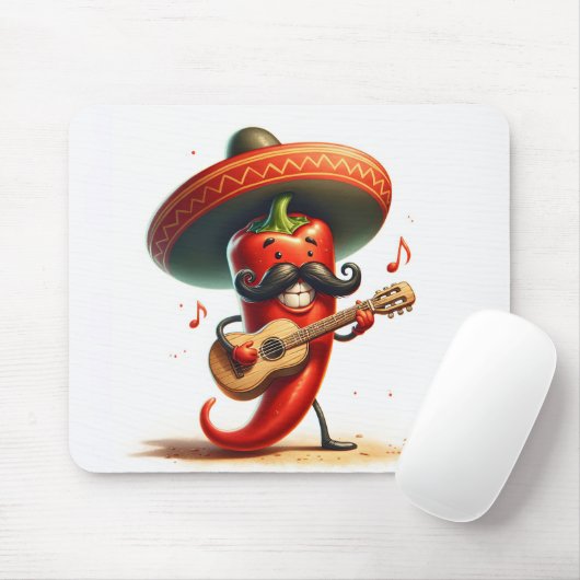Red Chili Pepper Musician Mousepad (Mit Mouse)